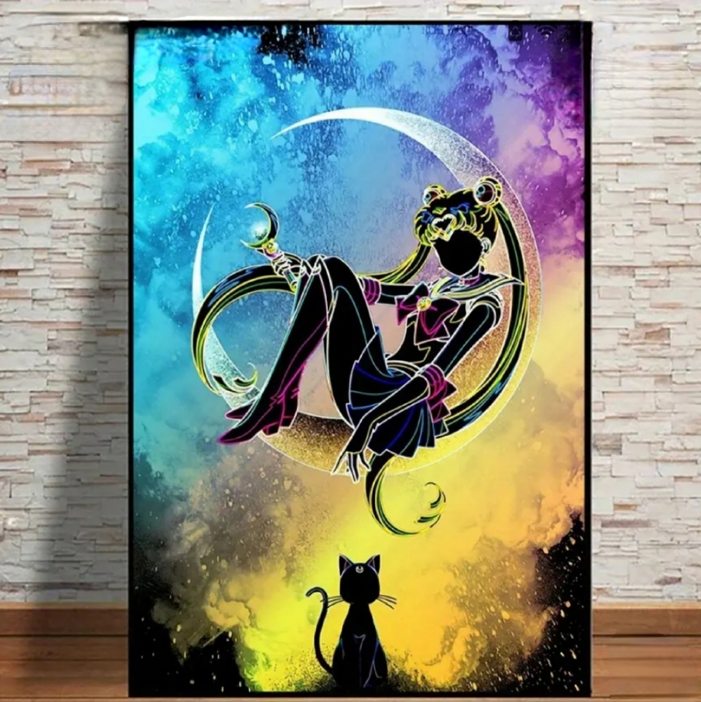 Sailor Moon Wall Art, Usagi Tsukino Superhero Japanese Anime Canvas Painting